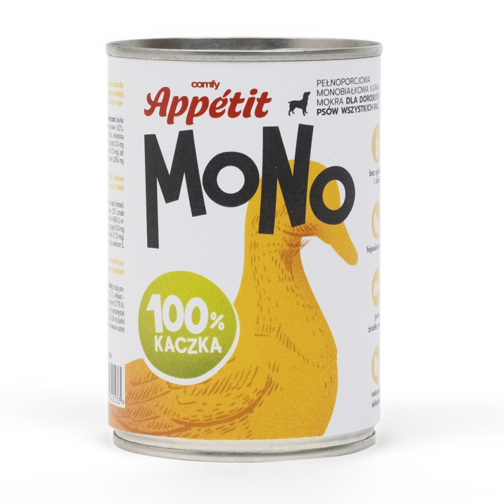 Comfy Appetit Mono Monoproteinowa Karma Mokra Dla Psa Puszka Zestaw 6 sztuk MIX 400g